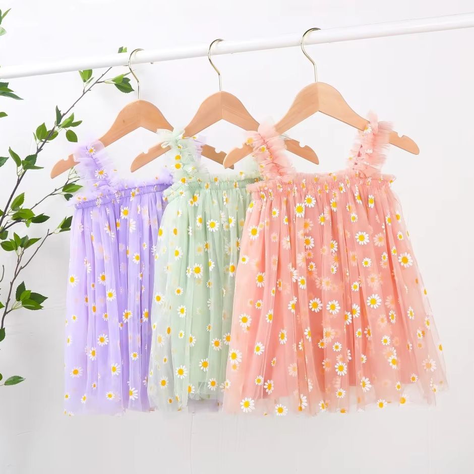 Toddler Tulle Dress For Baby G - Embroidery Daisy Flower 评论和价格