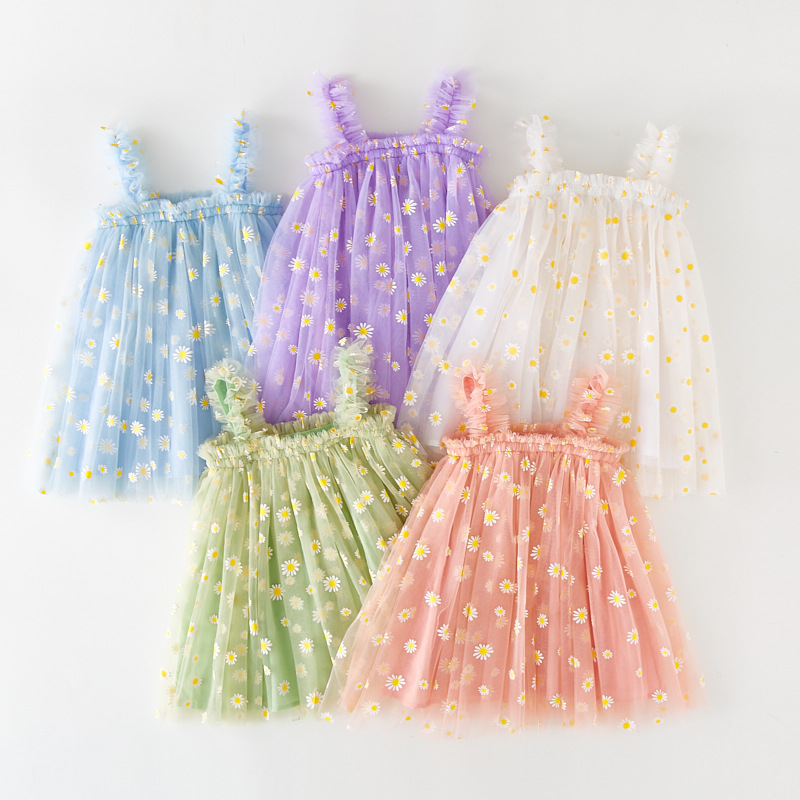 Toddler Tulle Dress For Baby G - Embroidery Daisy Flower 评论和价格