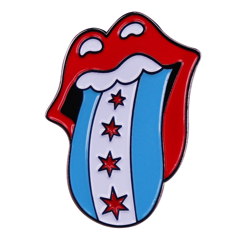 Chicago Flag Enamel Pin Music  - Embroidery Lips 评论和价格