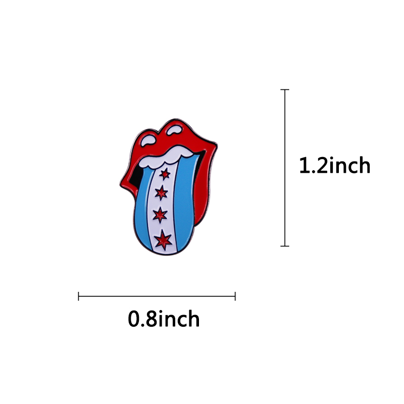 Chicago Flag Enamel Pin Music  - Embroidery Lips 评论和价格