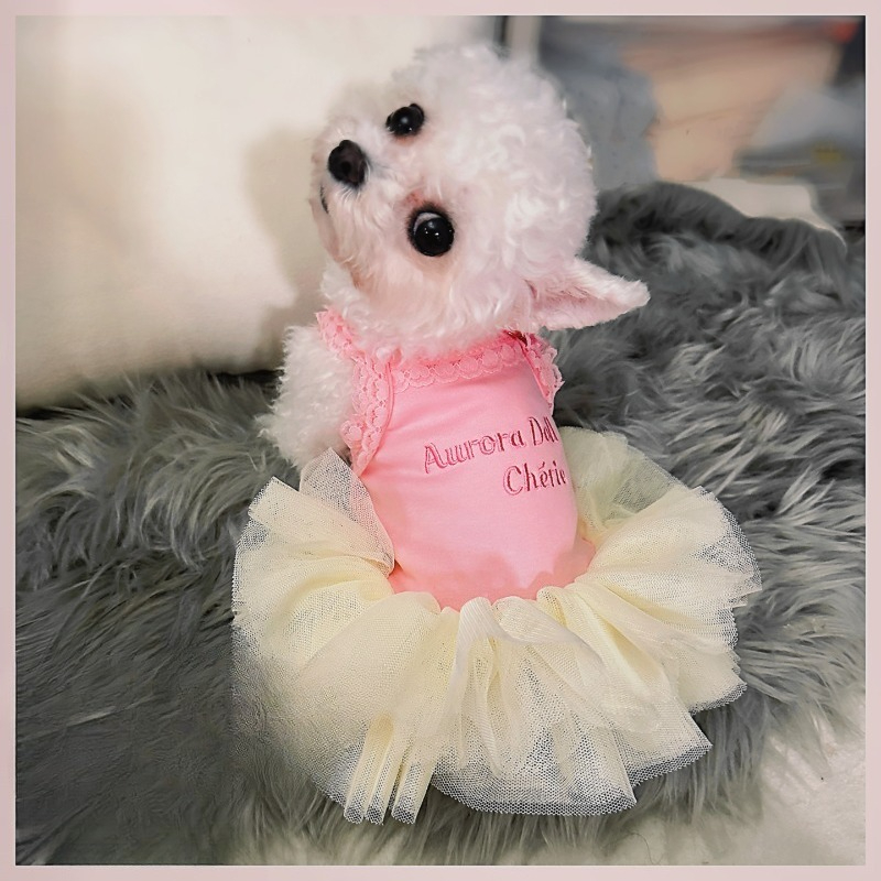 Pink Lace Strap Pet Princess T - Embroidery Cream 评论和价格