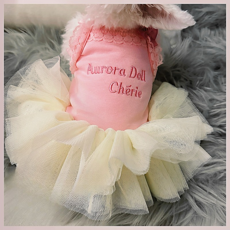Pink Lace Strap Pet Princess T - Embroidery Cream 评论和价格